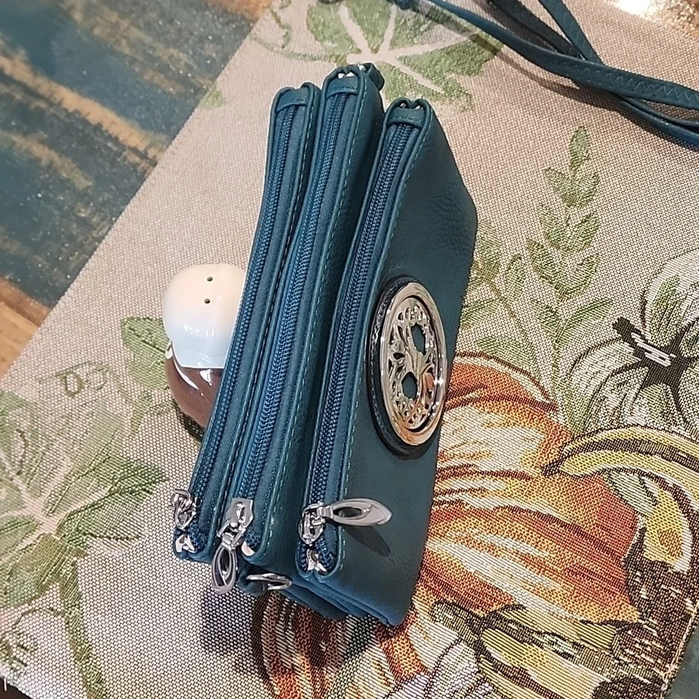 Teal Vegan Leather Crossbody or Clutch